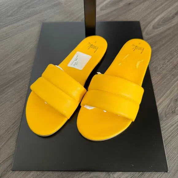 Beek Sugarbird Sunflower Yellow Sandals NEW Leather Slides Flat NWT Size 8