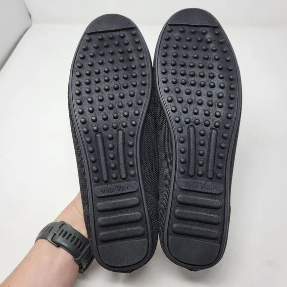 Bella Vita Womens Hathaway Black Knit Slip On Shoes Size 8.5 WW Extra Wide Comfo