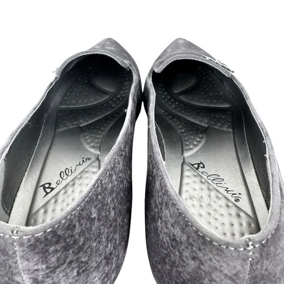 Bellini Women's Dragonfly Velvet Flats Sz 9 Gray Pointed Toe Artsy Office