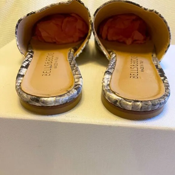 Bells &amp; Becks snake skin leather slide on loafers made in Italy size 36 or 5.5