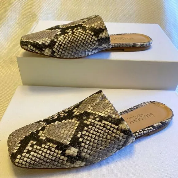 Bells &amp; Becks snake skin leather slide on loafers made in Italy size 36 or 5.5