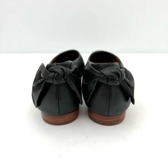 Bernardo Eloisa Black Leather Bow Detail Ballet Flat Women's 8.5 NEW
