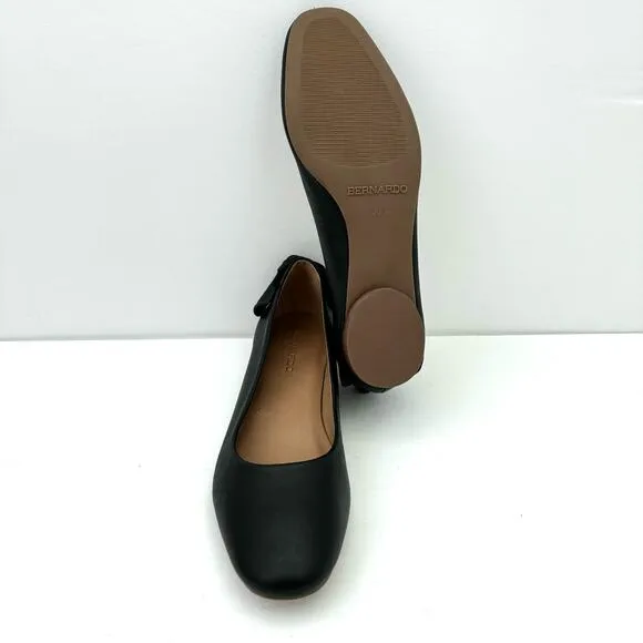 Bernardo Eloisa Black Leather Bow Detail Ballet Flat Women's 8.5 NEW