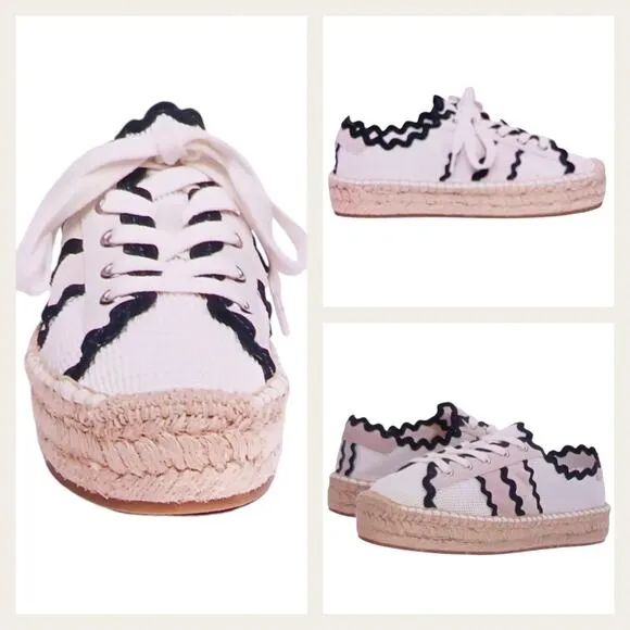 Bernardo Vale Scalloped Mesh Espadrille Sneakers EUC $159 Size 9.5  S1549