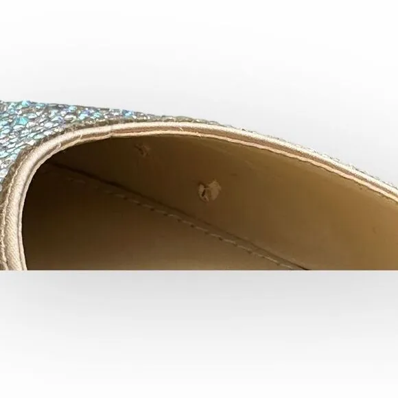 Betsey Johnson Womens Jude Embellished Pointed Toe Ballet Flats Nude Satin Sz 9
