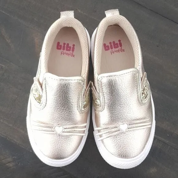 BiBi little girls shoes slip-on sneakers gold cat years sequinsvery cute worn on