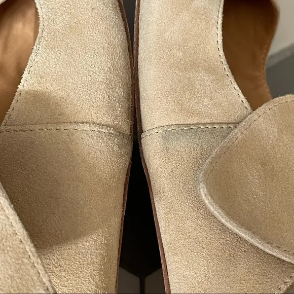 Bill Blass Suede Pointed Knotted Bow Slide Flats Size 9