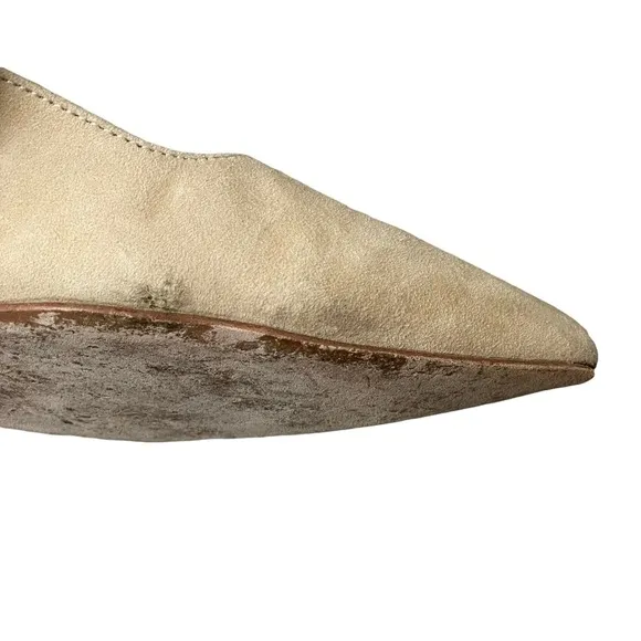 Bill Blass Suede Pointed Knotted Bow Slide Flats Size 9