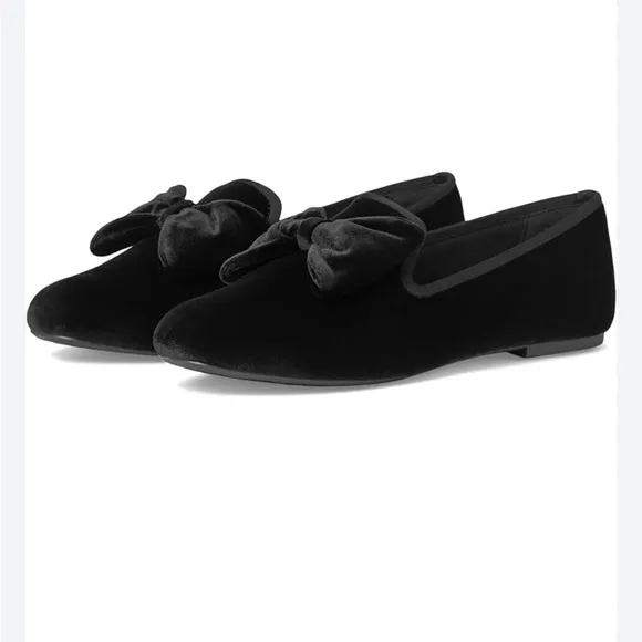 Birdies Black The starling flat black and gold loafers velvet loafers