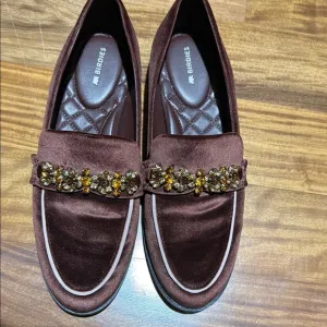 Birdies Brown and Gold Flats with Elegant Embellishments