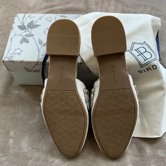 BIRDIES SONGBIRD VELVET CRYSTAL CHAMPAGNE COLOR SLIPPERS “NEW”
