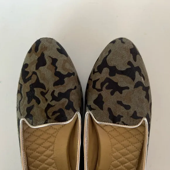 Birdies The Blackbird Starling Flats in Camo Calf Hair, Size 8.5