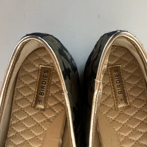 Birdies The Blackbird Starling Flats in Camo Calf Hair, Size 8.5