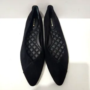 Birdies The Goldfinch Black Pointed Ballet Suede Flat Shoes Size 8 Slip On Soft