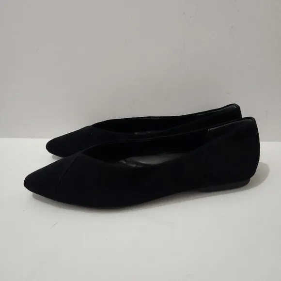 Birdies The Goldfinch Black Pointed Ballet Suede Flat Shoes Size 8 Slip On Soft