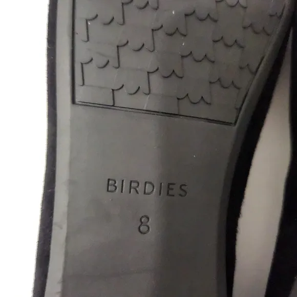 Birdies The Goldfinch Black Pointed Ballet Suede Flat Shoes Size 8 Slip On Soft
