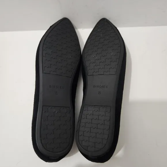 Birdies The Goldfinch Black Pointed Ballet Suede Flat Shoes Size 8 Slip On Soft