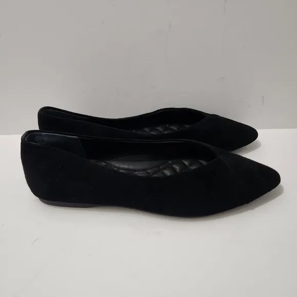 Birdies The Goldfinch Black Pointed Ballet Suede Flat Shoes Size 8 Slip On Soft