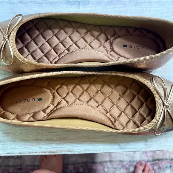 Birdies The Hummingbird - Vintage Gold Leather Women’s Ballet Flats Size 9