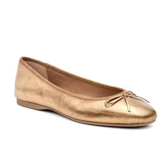 Birdies The Hummingbird - Vintage Gold Leather Women’s Ballet Flats Size 9