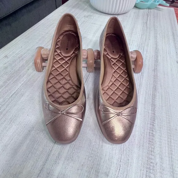 Birdies The Hummingbird - Vintage Gold Leather Women’s Ballet Flats Size 9