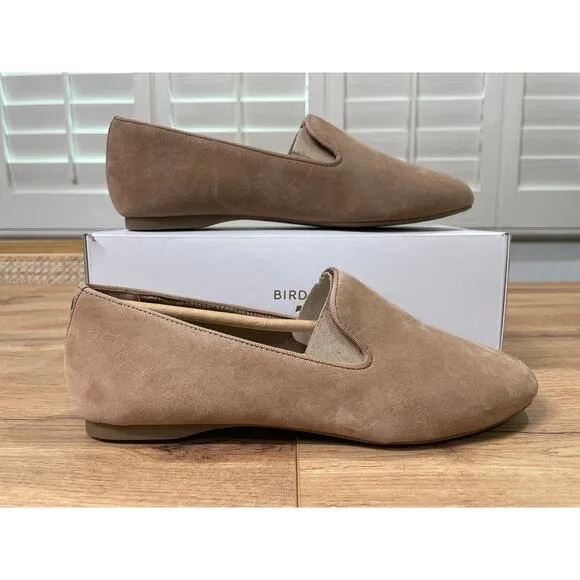 Birdies The Starling Flats Suede Latte Size 8 NIB Classic Sleek Smoking Slipper