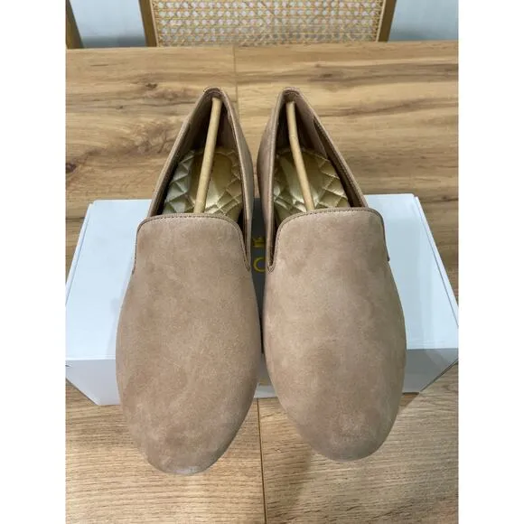 Birdies The Starling Flats Suede Latte Size 8 NIB Classic Sleek Smoking Slipper