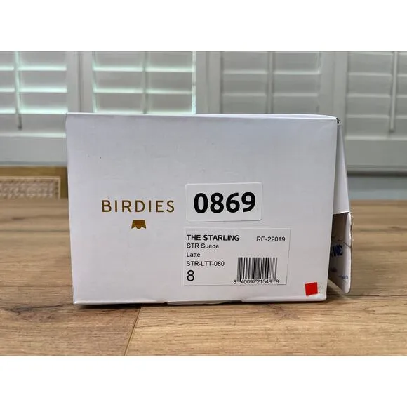 Birdies The Starling Flats Suede Latte Size 8 NIB Classic Sleek Smoking Slipper