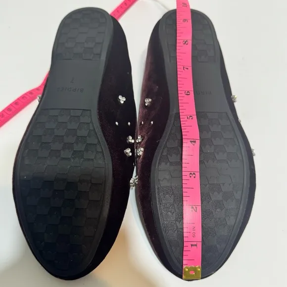 Birdies The Starling Maroon Crystal Velvet Slipper Ballet Flats Size 7