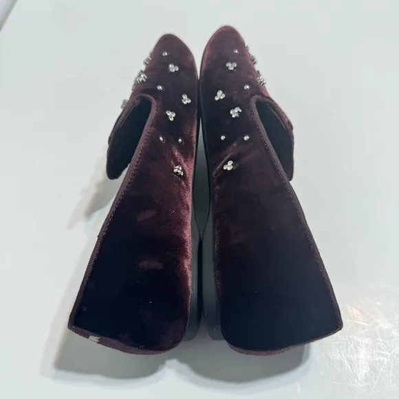 Birdies The Starling Maroon Crystal Velvet Slipper Ballet Flats Size 7