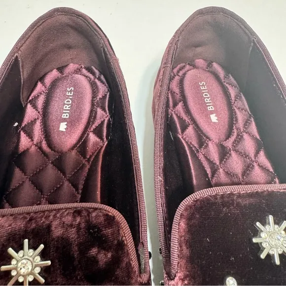 Birdies The Starling Maroon Crystal Velvet Slipper Ballet Flats Size 7