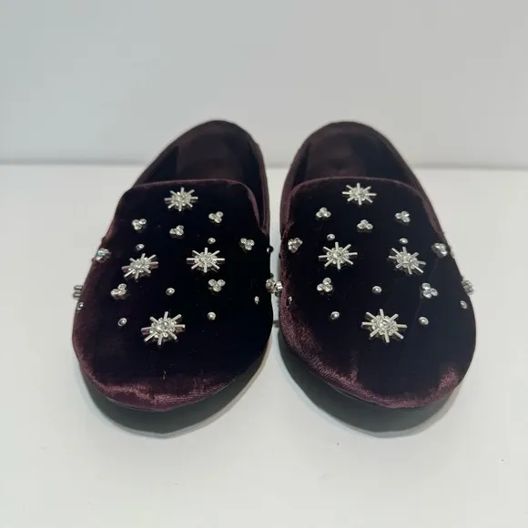 Birdies The Starling Maroon Crystal Velvet Slipper Ballet Flats Size 7