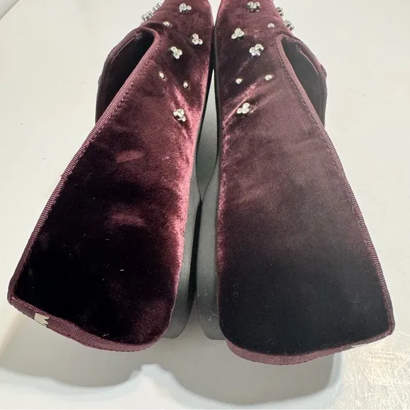 Birdies The Starling Maroon Crystal Velvet Slipper Ballet Flats Size 7