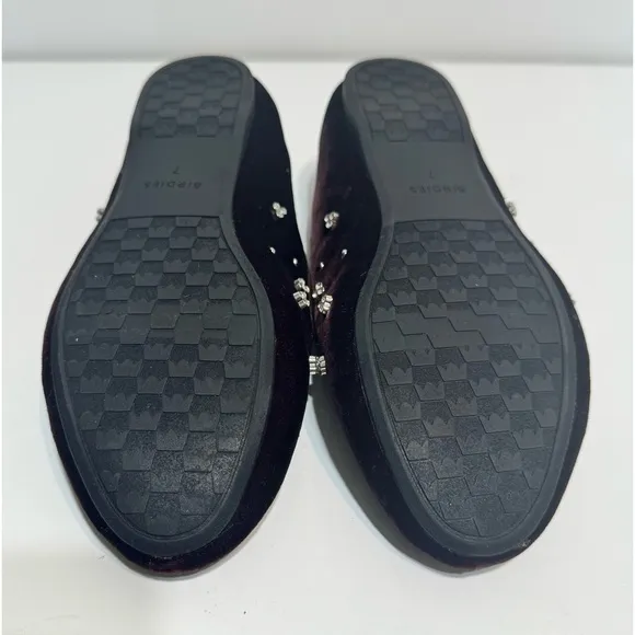 Birdies The Starling Maroon Crystal Velvet Slipper Ballet Flats Size 7