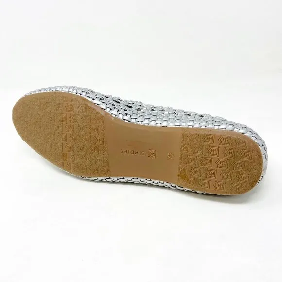 Birdies The Starling Silver Woven Womens Slip On Vegan Leather Loafers
