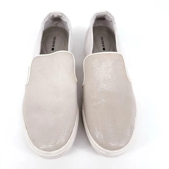 BIRDIES | The Swift Suede Bone Embossed Leather Loafers | Sz 8.5