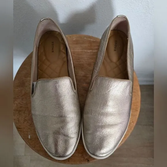 Birdies The Swift Metallic Leather Slip On Sneakers  Size 9.5