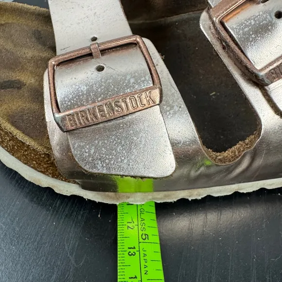 Birkenstock Arizona Sandals Womens 10 Rose Gold Metallic Birko-Flor Big Buckle
