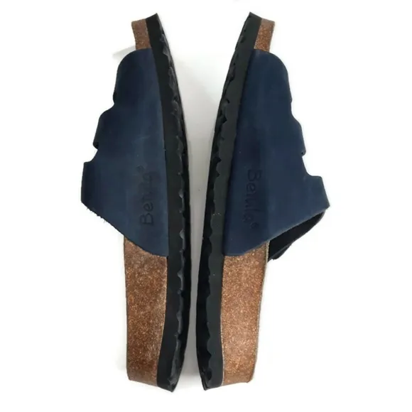 BIRKENSTOCK BETULA Three Strap Suede Leather Slides Navy Comfortable Boho Summer