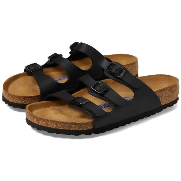 BIRKENSTOCK BETULA Three Strap Suede Leather Slides Navy Comfortable Boho Summer