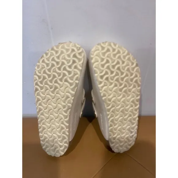 Birkenstock Girls Kay Clogs Kids Adjustable Buckle Ivory Slides Sz 29 US 11/11.5