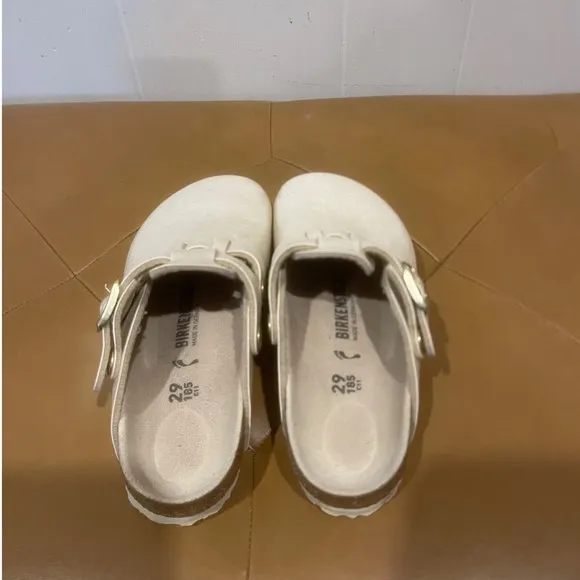 Birkenstock Girls Kay Clogs Kids Adjustable Buckle Ivory Slides Sz 29 US 11/11.5