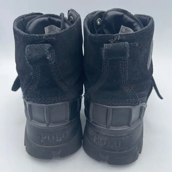 Black Boys Size 7 Buckle Polo Ralph Lauren OSLO Waterproof Leather Suede Boots