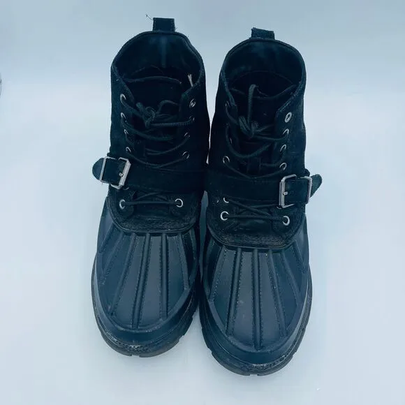 Black Boys Size 7 Buckle Polo Ralph Lauren OSLO Waterproof Leather Suede Boots