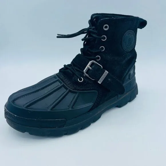 Black Boys Size 7 Buckle Polo Ralph Lauren OSLO Waterproof Leather Suede Boots