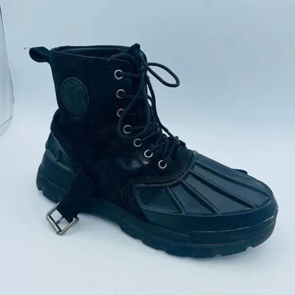 Black Boys Size 7 Buckle Polo Ralph Lauren OSLO Waterproof Leather Suede Boots