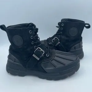 Black Boys Size 7 Buckle Polo Ralph Lauren OSLO Waterproof Leather Suede Boots