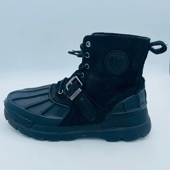 Black Boys Size 7 Buckle Polo Ralph Lauren OSLO Waterproof Leather Suede Boots