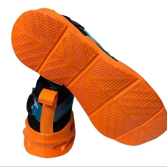 Black Graphic Slip On Style Orange Rubber Sneakers