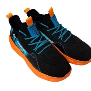 Black Graphic Slip On Style Orange Rubber Sneakers